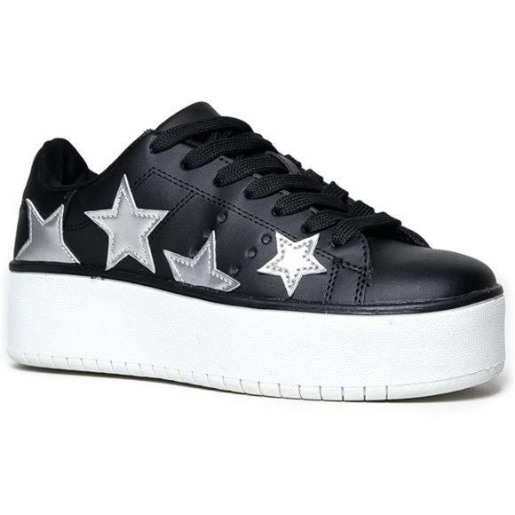 J. Adams Shoes - 💋RESERVED: J. ADAMS BLACK w/ SILVER STARS HERO PLATFORM SNEAKERS FOR WOMEN!!!